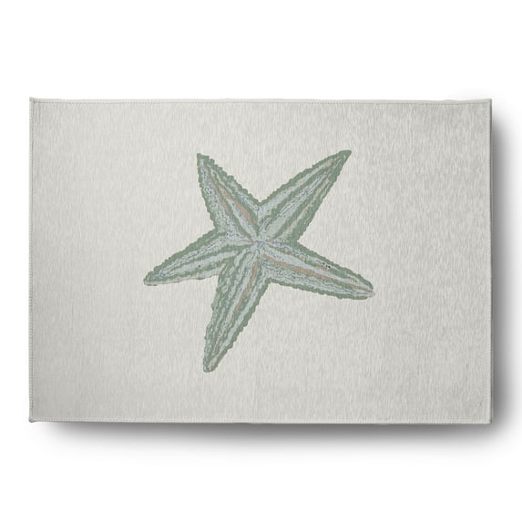 Simply Daisy 5' x 7' Starfish Nautical Chenille Rug, Sage