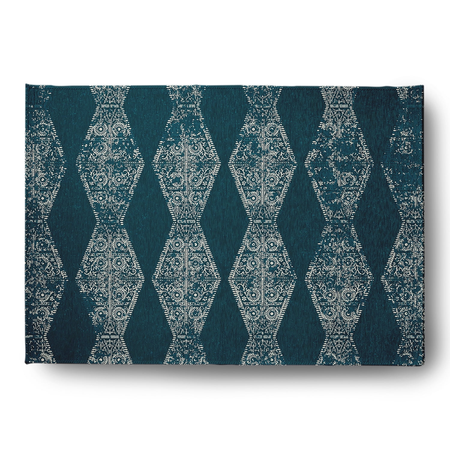 Simply Daisy 5' x 7' Teal Pyramid Stripe Chenille Indoor/Outdoor Rug