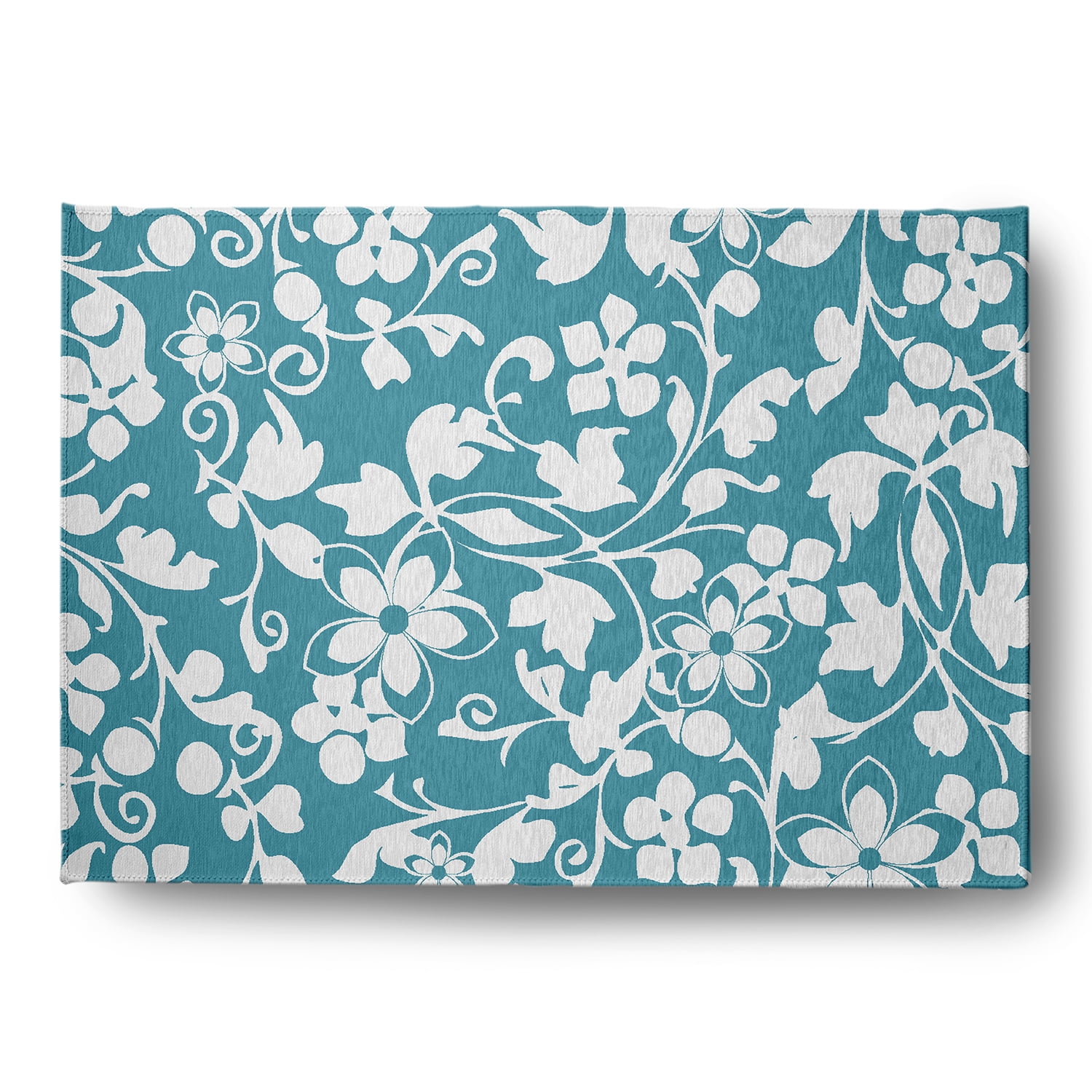 Simply Daisy 5' x 7' Turquoise Evelyn Spring Chenille Indoor/Outdoor Rug