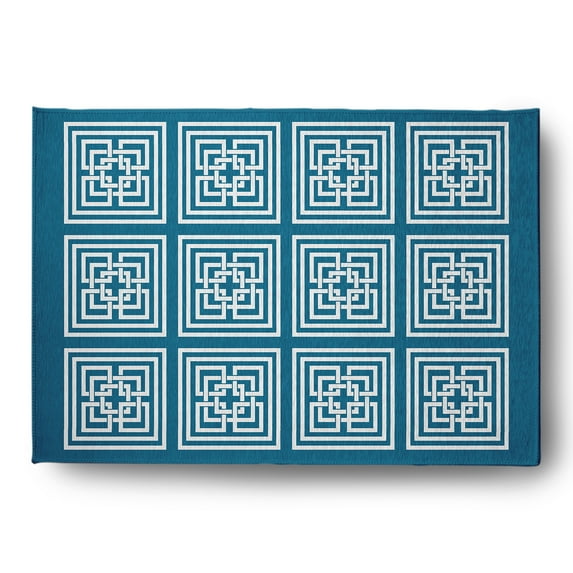 Simply Daisy 5' x 7' Unreal Teal Greek New Key Rug
