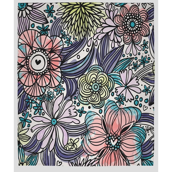 Simply Daisy 50" x 60" Flower Melange Fleece Throw Blanket, Explorer Blue