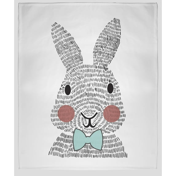 Simply Daisy 50x60 in Wave Top Blue Bow-tie Bunny Easter Throw Blanket