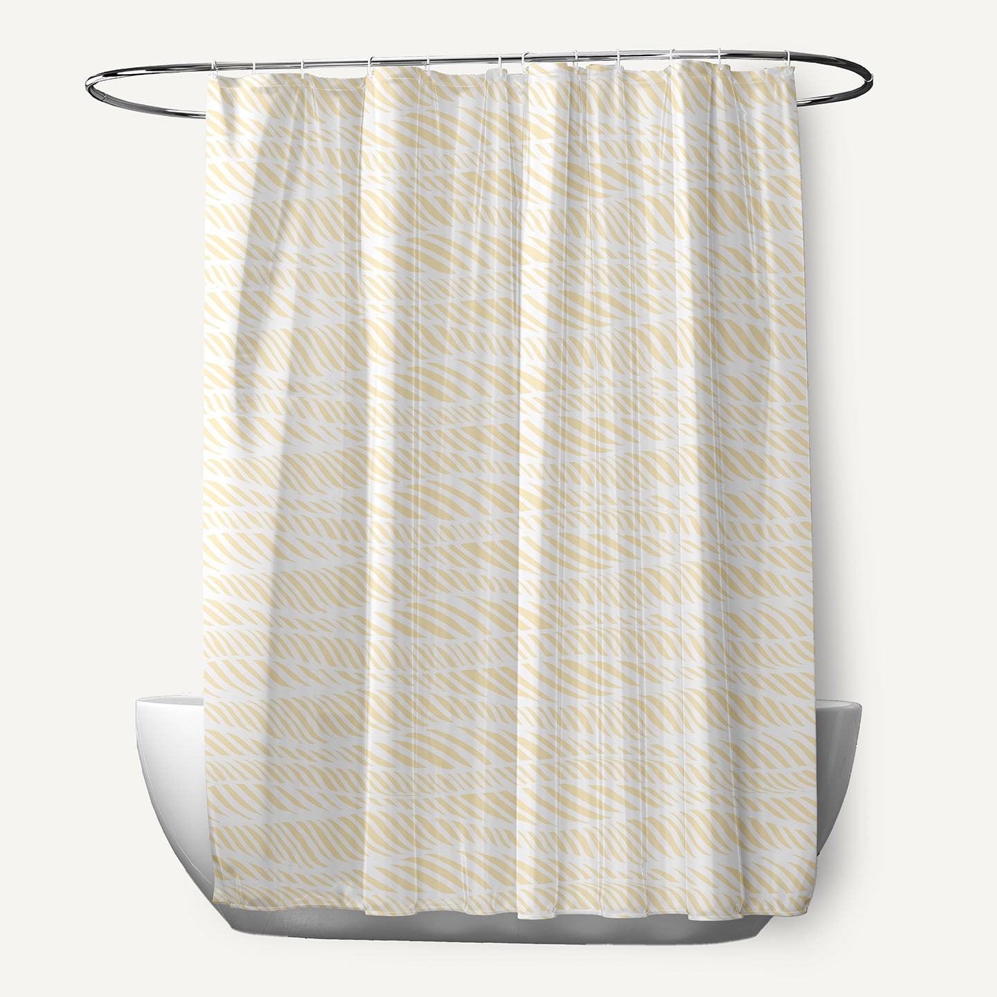 Simply Daisy 70" W x 73" H Rolling Waves Geometric Print Polyester Shower Curtain, Yellow
