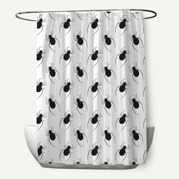 Simply Daisy 70" W x 73" H Spider Pattern Polyester Shower Curtain, White