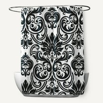 Simply Daisy 70" W x 73" L Alexys Polyester Shower Curtain, Black [1 Ct]