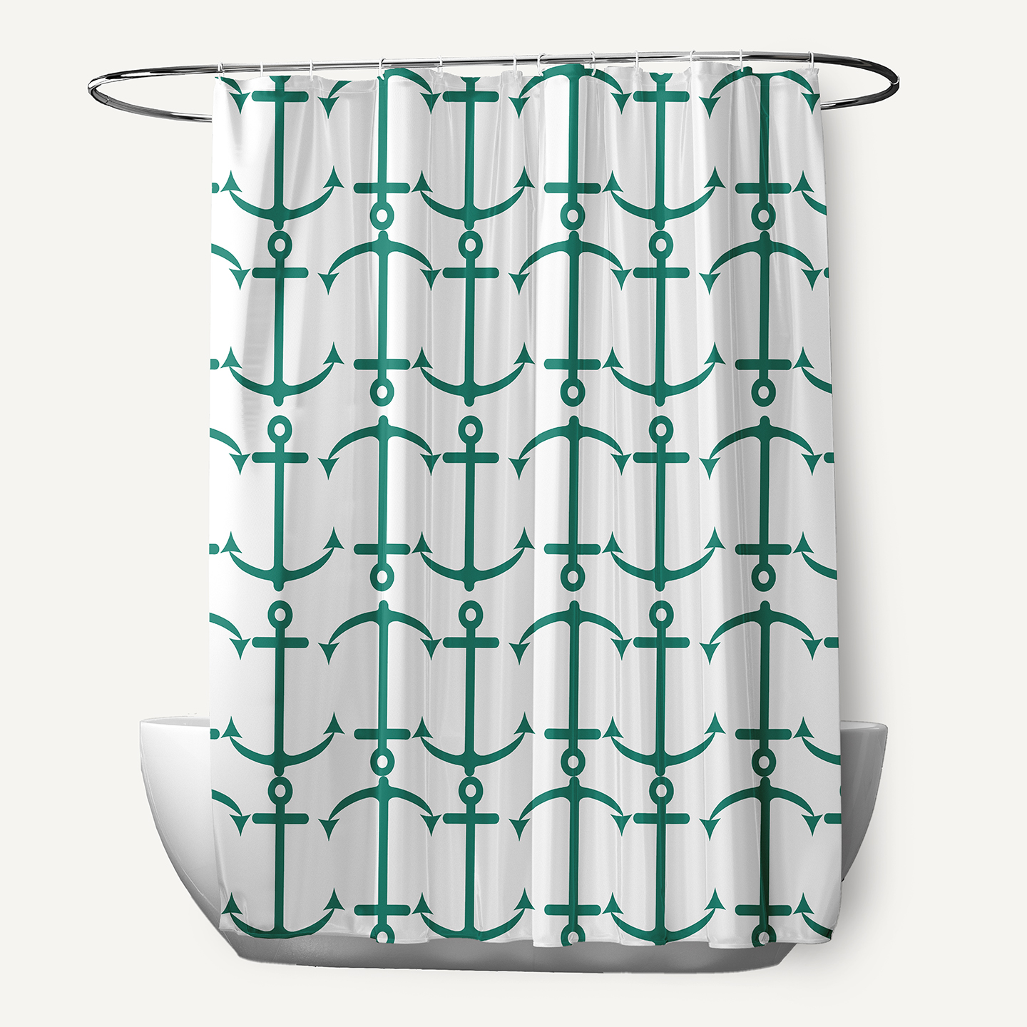 Simply Daisy 70" W x 73" L Anchor Pattern Polyester Shower Curtain, Kelly Green [1 Ct]