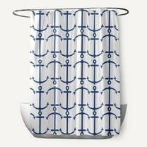 Simply Daisy 70" W x 73" L Anchor Pattern Polyester Shower Curtain, Nautical Navy [1 Ct]