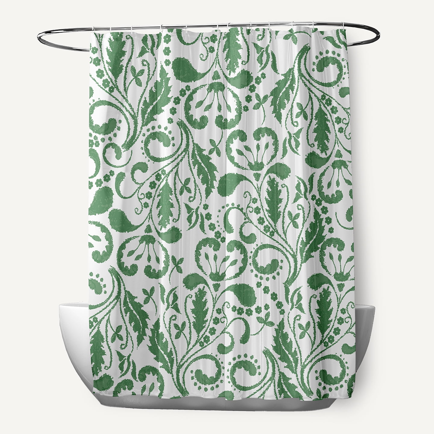Simply Daisy 70" W x 73" L Aurora Polyester Shower Curtain, Green [1 Ct]