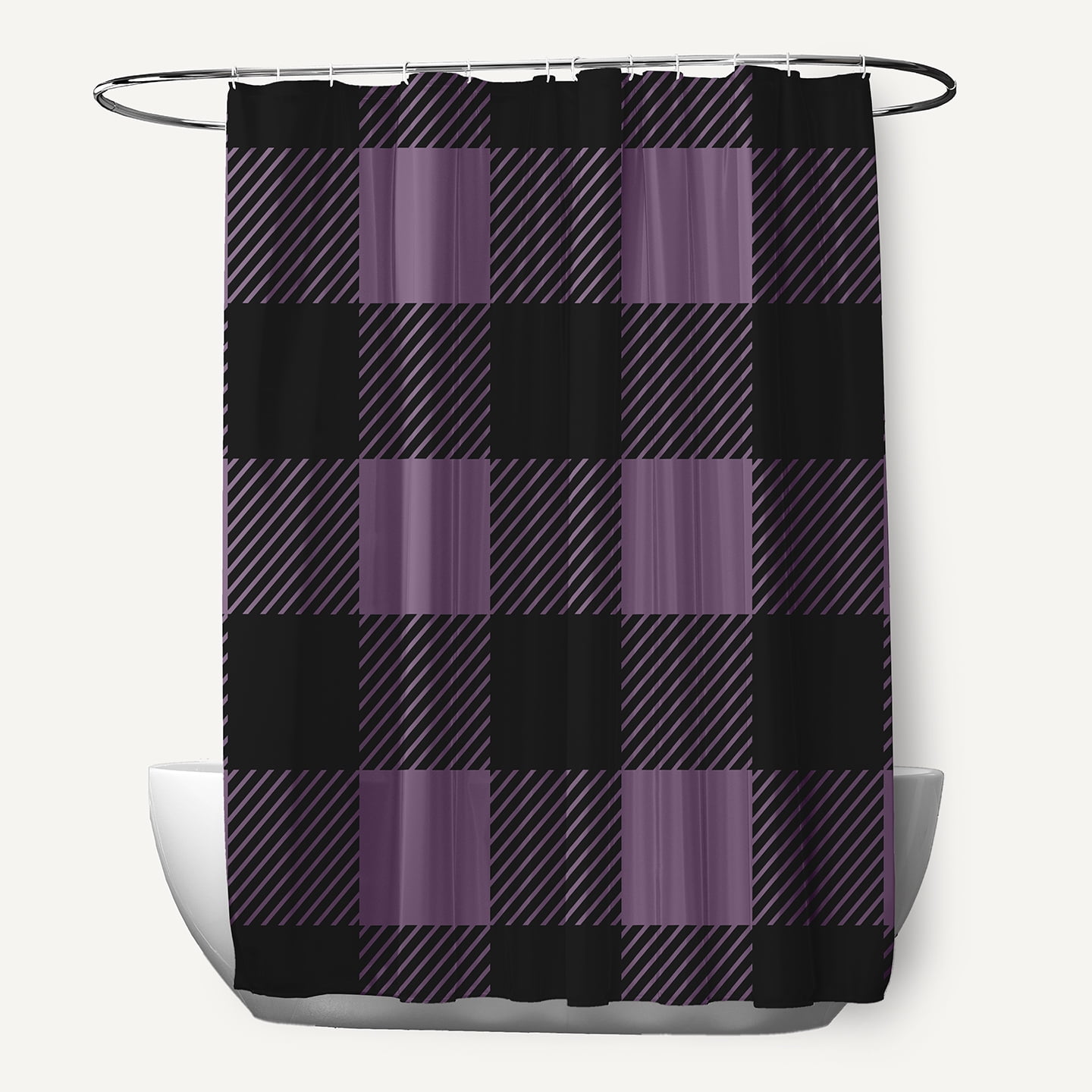 Simply Daisy 70" W x 73" L Buffalo Plaid Polyester Shower Curtain, Larkspur [1 Ct]