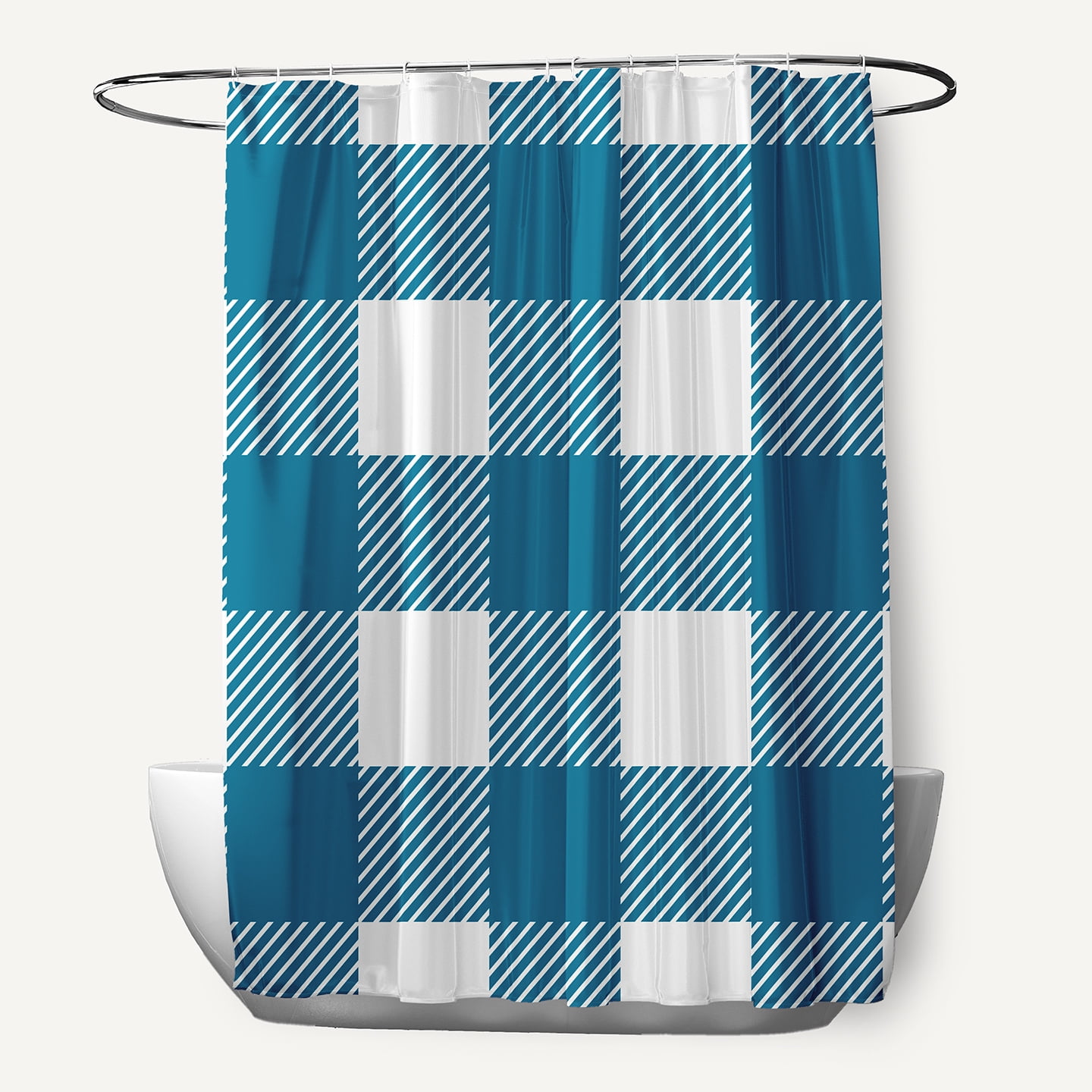 Simply Daisy 70" W x 73" L Buffalo Plaid Polyester Shower Curtain, Unreal Teal [1 Ct]