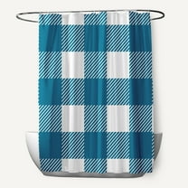 Simply Daisy 70" W x 73" L Buffalo Plaid Polyester Shower Curtain, Unreal Teal [1 Ct]