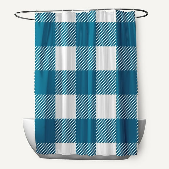 Simply Daisy 70" W x 73" L Buffalo Plaid Polyester Shower Curtain, Unreal Teal [1 Ct]