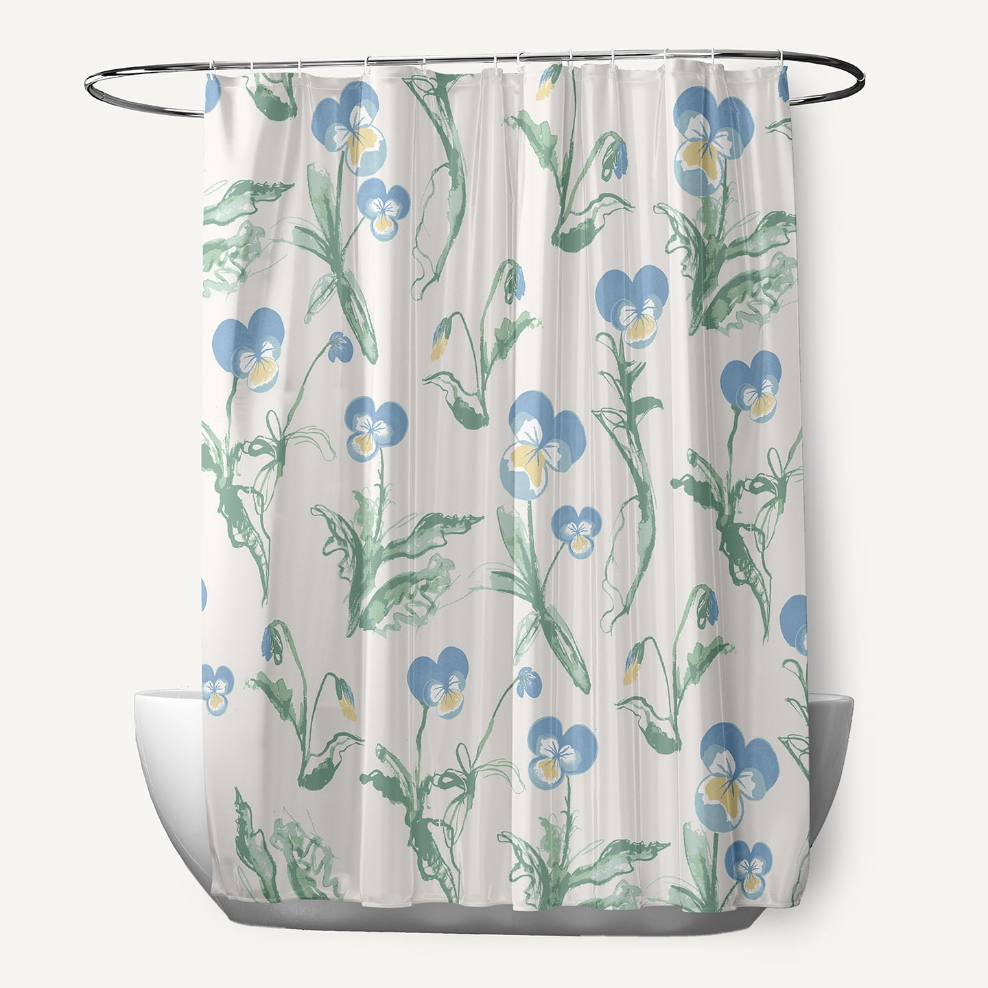 Simply Daisy 70" W x 73" L Bunch of Pansies Polyester Shower Curtain, Blue [1 Ct]