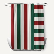 Simply Daisy 70" W x 73" L Christmas Stripes Polyester Shower Curtain, Forest Green [1 Ct]