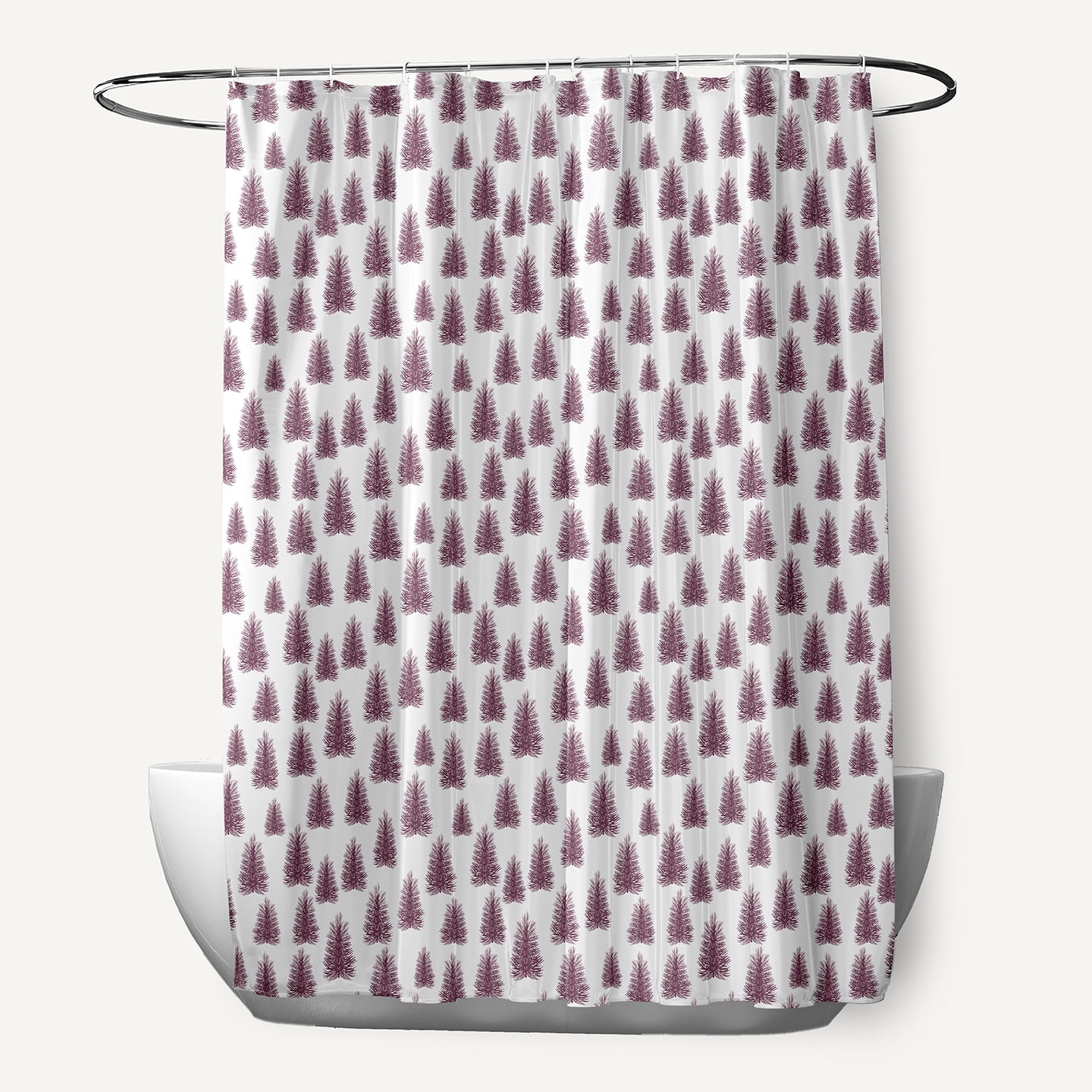 Simply Daisy 70" W x 73" L Christmas Trees Pattern Polyester Shower Curtain, Passion Flower [1 Ct]