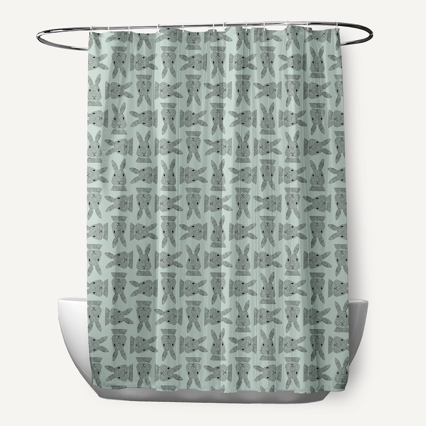 Simply Daisy 70" W x 73" L Criss Cross Bunnies Polyester Shower Curtain, Breezeway Green [1 Ct]