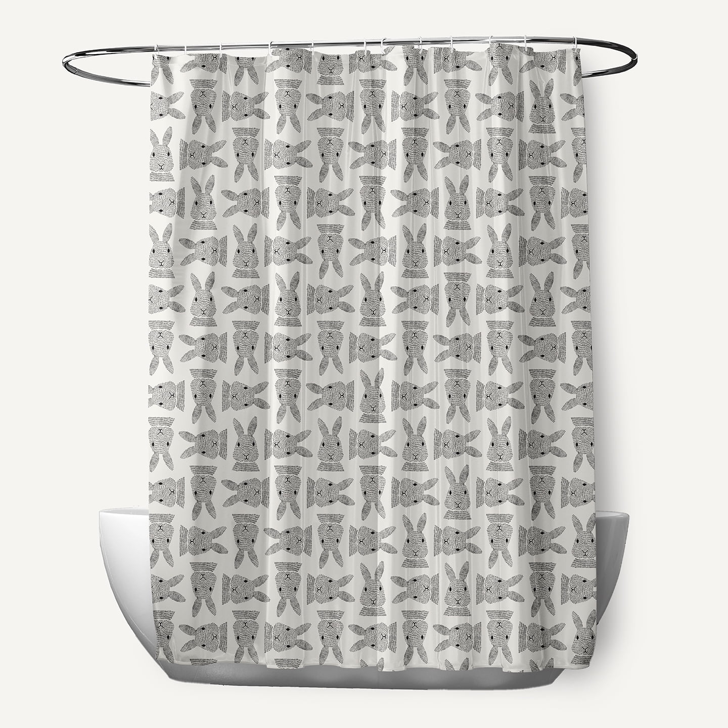 Simply Daisy 70" W x 73" L Criss Cross Bunnies Polyester Shower Curtain, Whisper White [1 Ct]