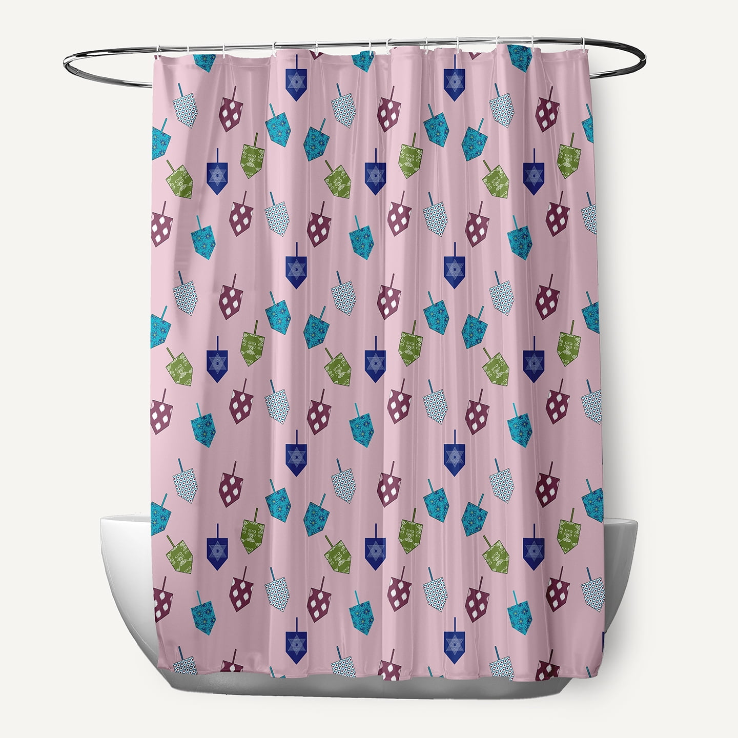 Simply Daisy 70" W x 73" L Dreidel Pattern Polyester Shower Curtain, Light Pink [1 Ct]