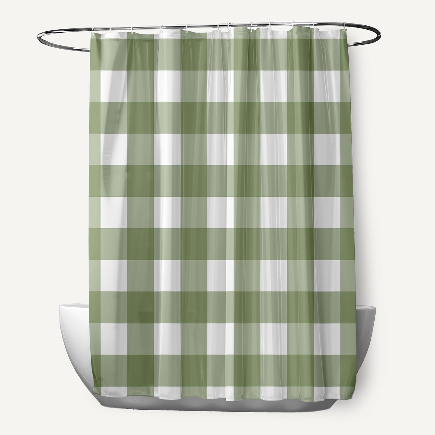 Simply Daisy 70" W x 73" L Gingham Plaid Polyester Shower Curtain, Scallion [1 Ct]