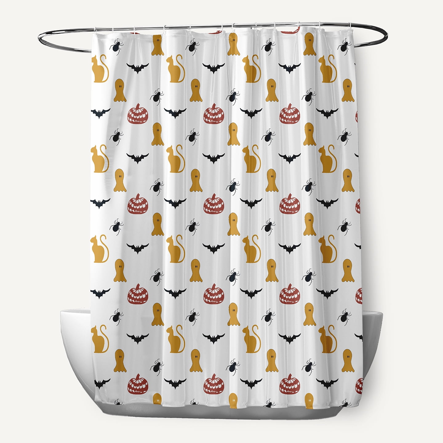 Simply Daisy 70" W x 73" L Halloween Halloween Critters Polyester Shower Curtain, Golden Mustard [1 Ct]