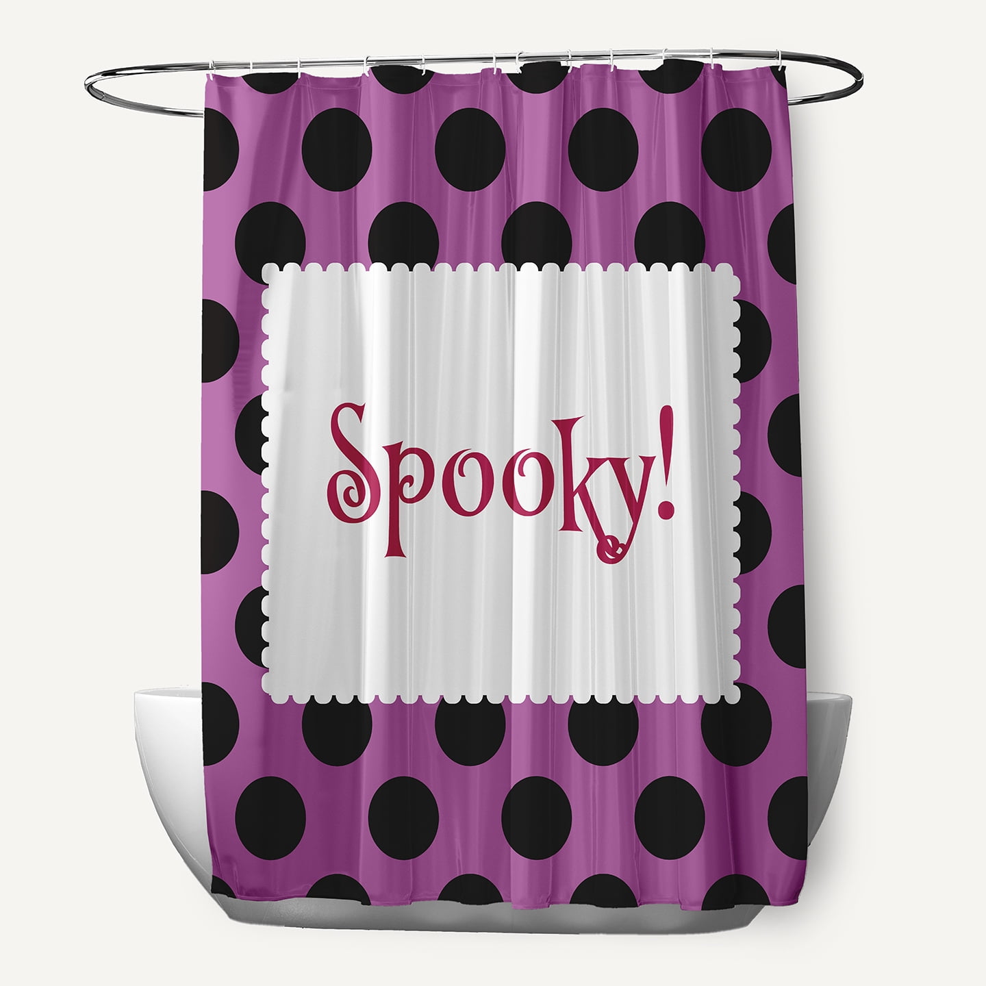 Simply Daisy 70" W x 73" L Halloween Spooky Dots Polyester Shower Curtain, Orchid [1 Ct]