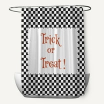 Simply Daisy 70" W x 73" L Halloween Trick or Treat Checks Polyester Shower Curtain, Black [1 Ct]