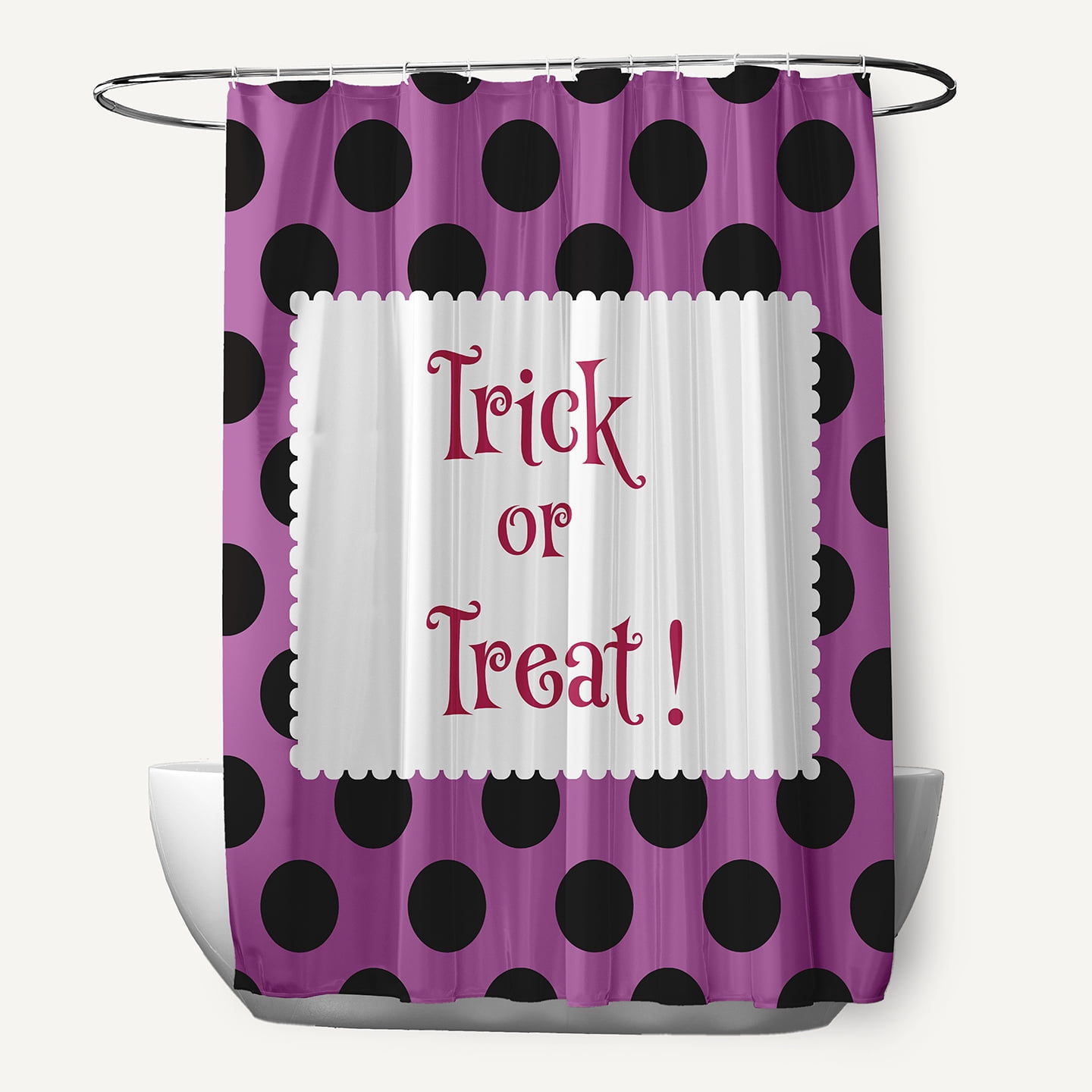 Simply Daisy 70" W x 73" L Halloween Trick or Treat Dots Polyester Shower Curtain, Orchid [1 Ct]