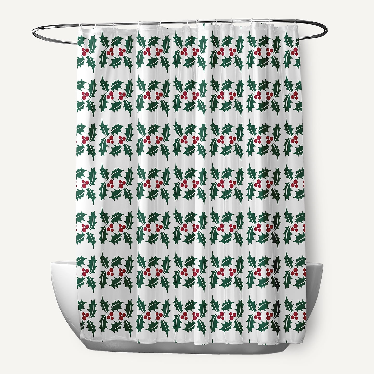 Simply Daisy 70" W x 73" L Holly Stripes Polyester Shower Curtain, Forest Green [1 Ct]