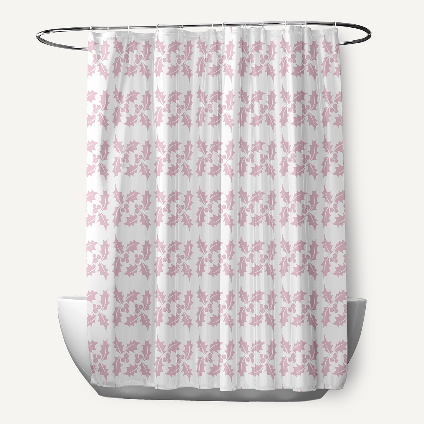 Simply Daisy 70" W x 73" L Holly Stripes Polyester Shower Curtain, Light Pink [1 Ct]