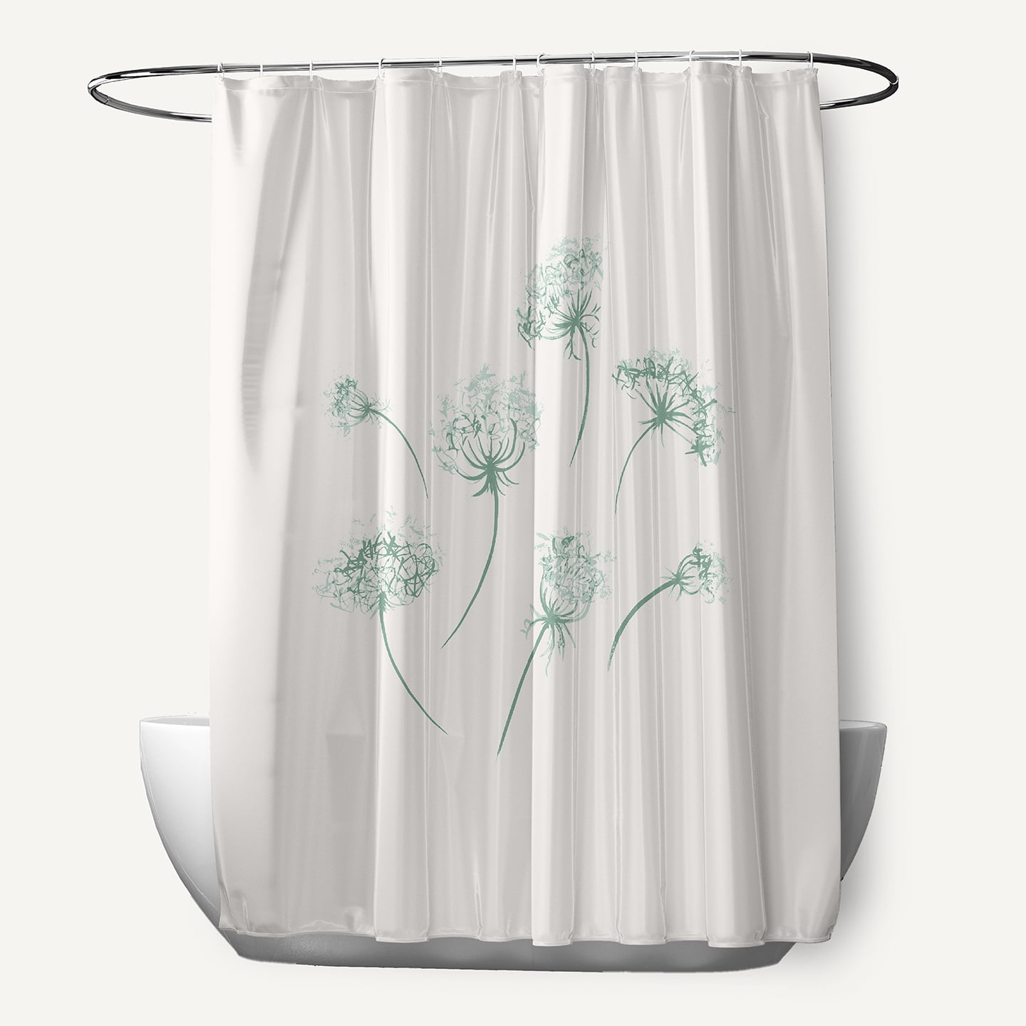 Simply Daisy 70" W x 73" L Just Dandy Polyester Shower Curtain, Green [1 Ct]