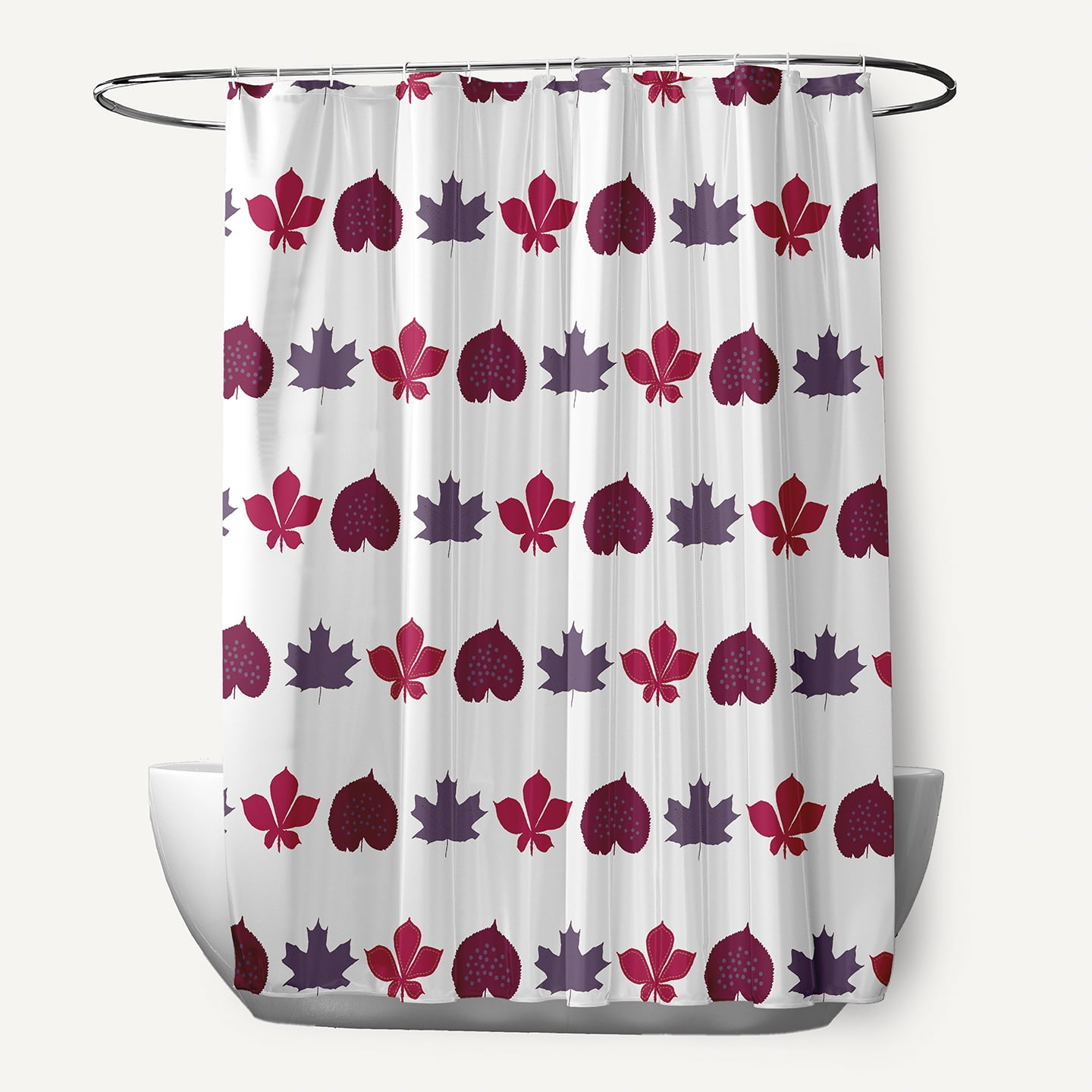 Simply Daisy 70" W x 73" L Leaf Stripe Polyester Shower Curtain, Plum [1 Ct]
