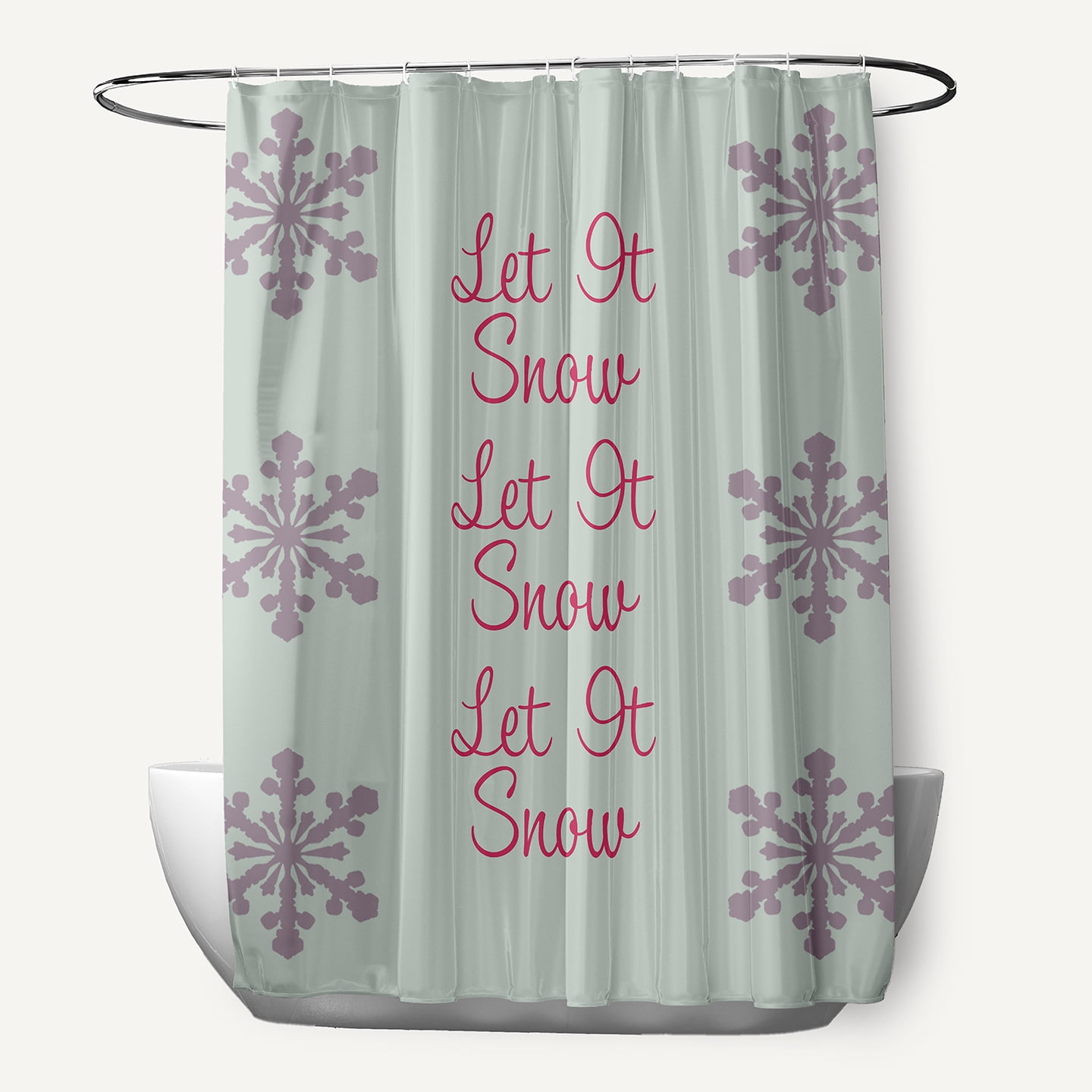 Simply Daisy 70" W x 73" L Let It Snow Polyester Shower Curtain, Breezy Green [1 Ct]