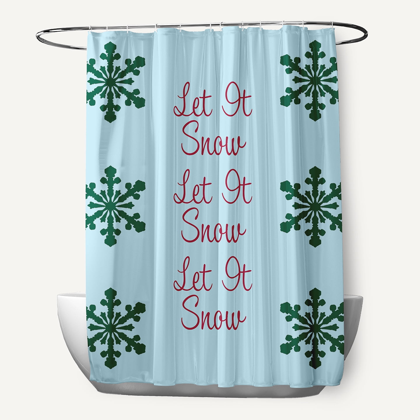 Simply Daisy 70" W x 73" L Let It Snow Polyester Shower Curtain, Omar [1 Ct]