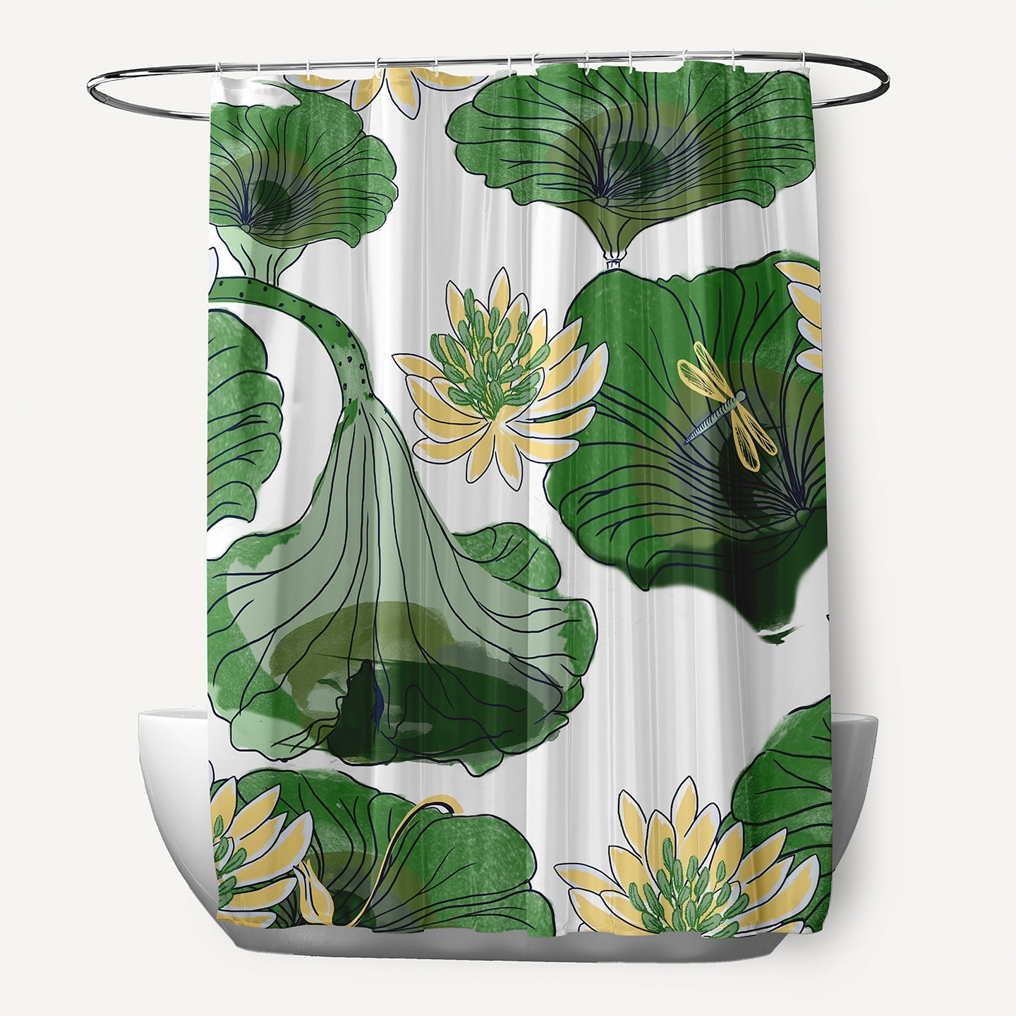 Simply Daisy 70" W x 73" L Lotokoi Polyester Shower Curtain, Green [1 Ct]
