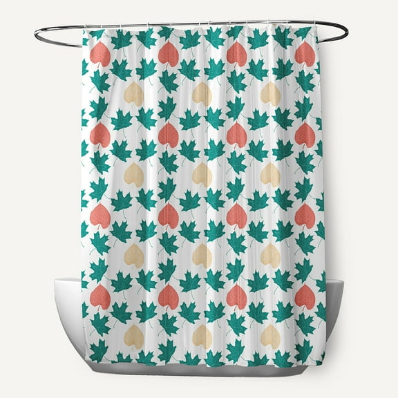 Simply Daisy 70" W x 73" L Lots of Leaves Polyester Shower Curtain, Unreal Teal [1 Ct]