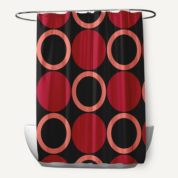 Simply Daisy 70" W x 73" L Mod Circles Polyester Shower Curtain, Dark Red [1 Ct]