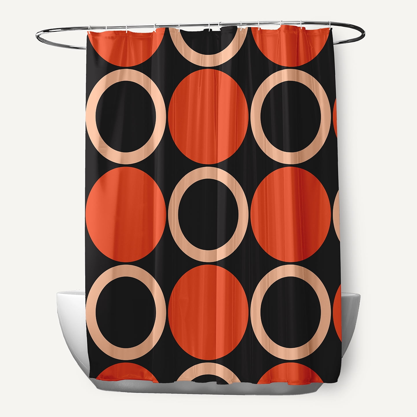 Simply Daisy 70" W x 73" L Mod Circles Polyester Shower Curtain, Harvest Orange [1 Ct]