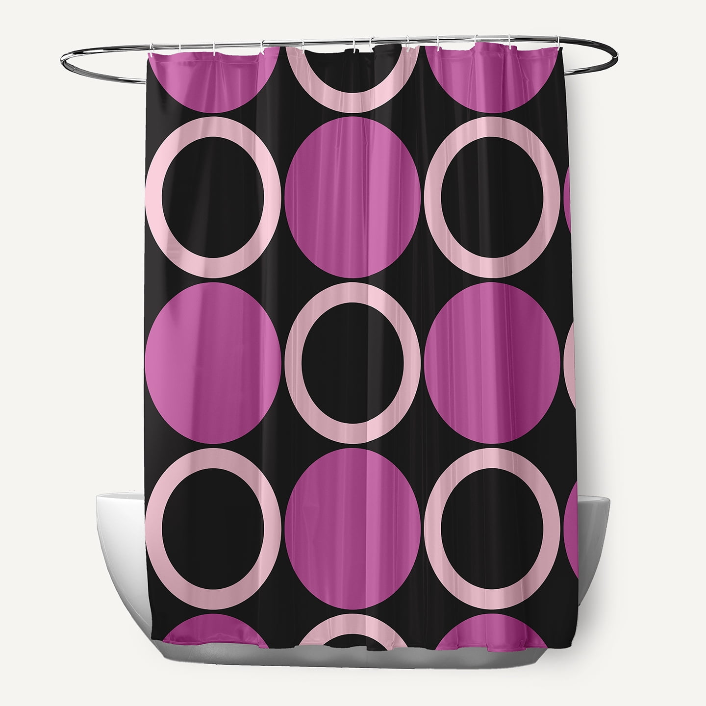 Simply Daisy 70" W x 73" L Mod Circles Polyester Shower Curtain, Orchid [1 Ct]