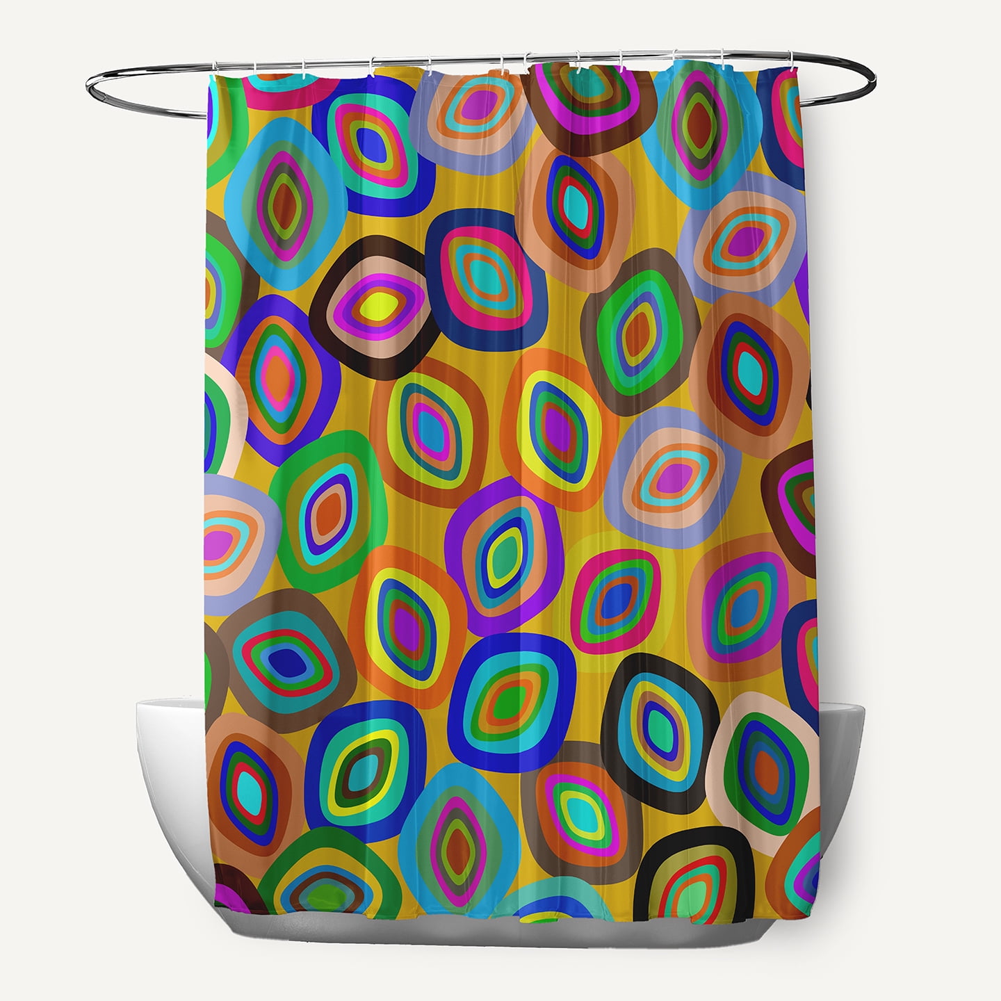 Simply Daisy 70" W x 73" L Modern Leaf Pile Polyester Shower Curtain, Multi [1 Ct]
