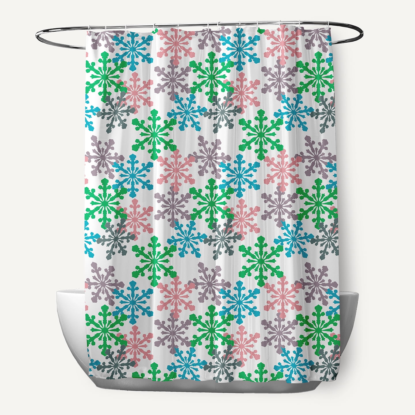 Simply Daisy 70" W x 73" L Snow Fall Polyester Shower Curtain, Bright Green [1 Ct]