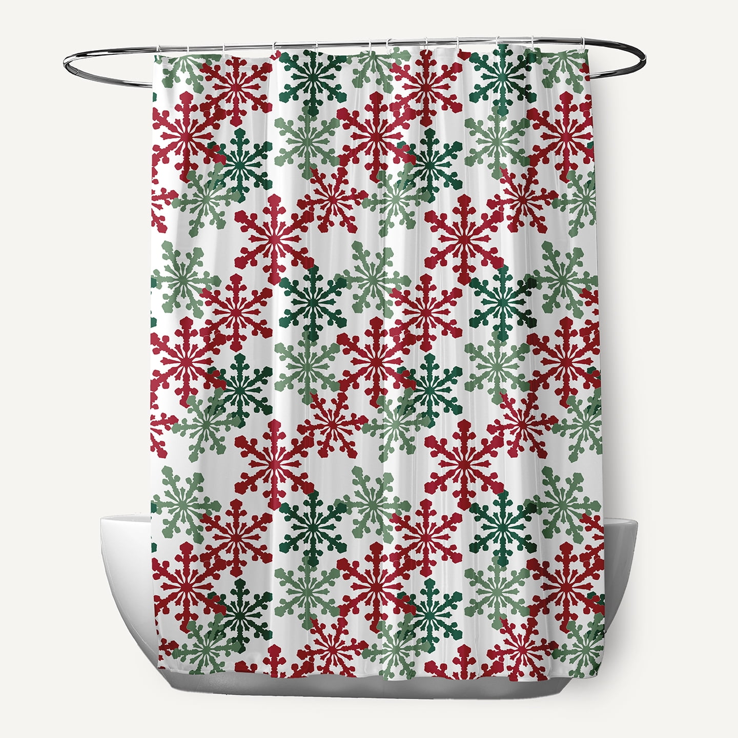 Simply Daisy 70" W x 73" L Snow Fall Polyester Shower Curtain, Haute Red [1 Ct]