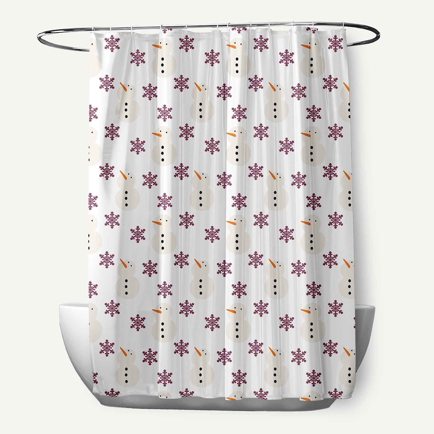 Simply Daisy 70" W x 73" L Snow Men In Snowstorm Polyester Shower Curtain, Passion Flower [1 Ct]