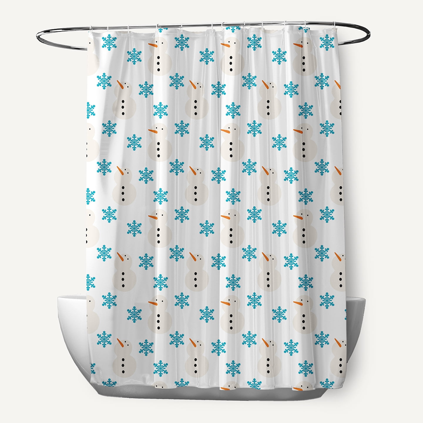 Simply Daisy 70" W x 73" L Snow Men In Snowstorm Polyester Shower Curtain, Turquoise [1 Ct]