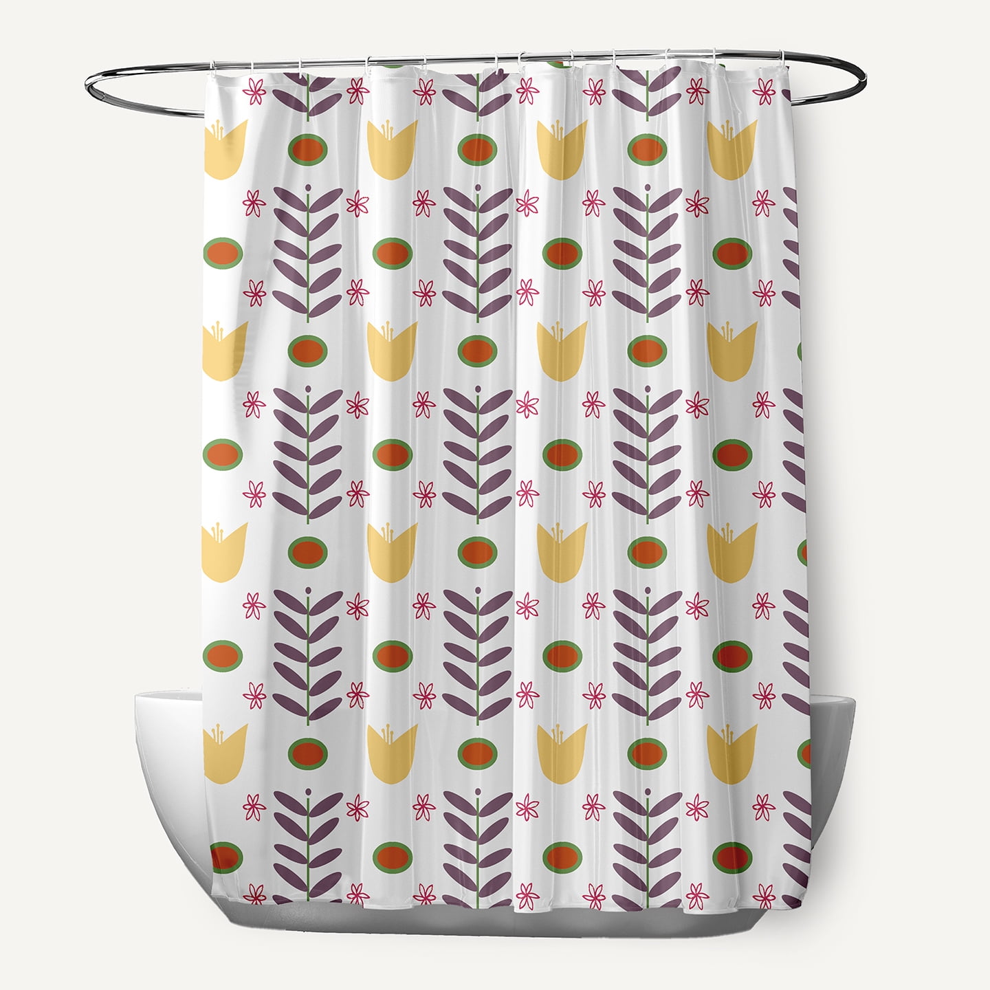 Simply Daisy 70" W x 73" L Spring Garden Polyester Shower Curtain, White [1 Ct]