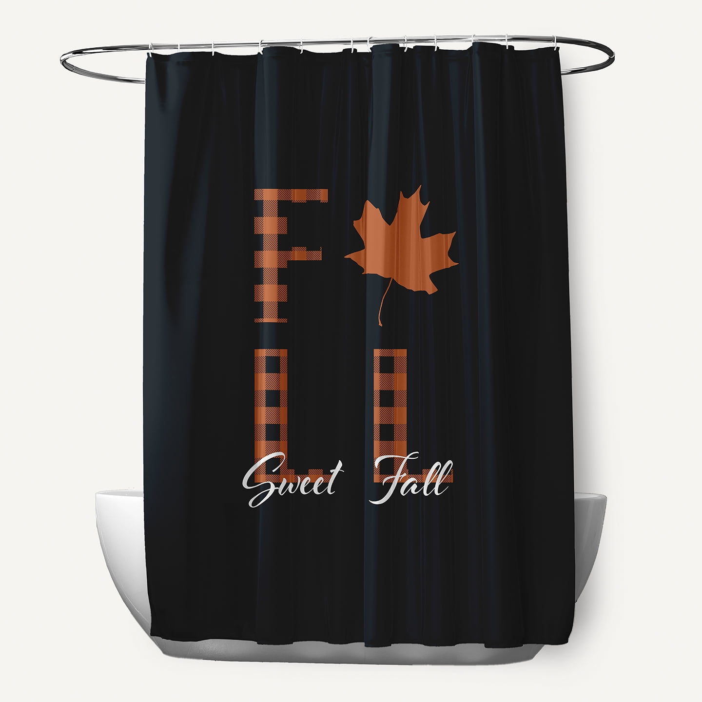 Simply Daisy 70" W x 73" L Sweet Fall Polyester Shower Curtain, Black [1 Ct]