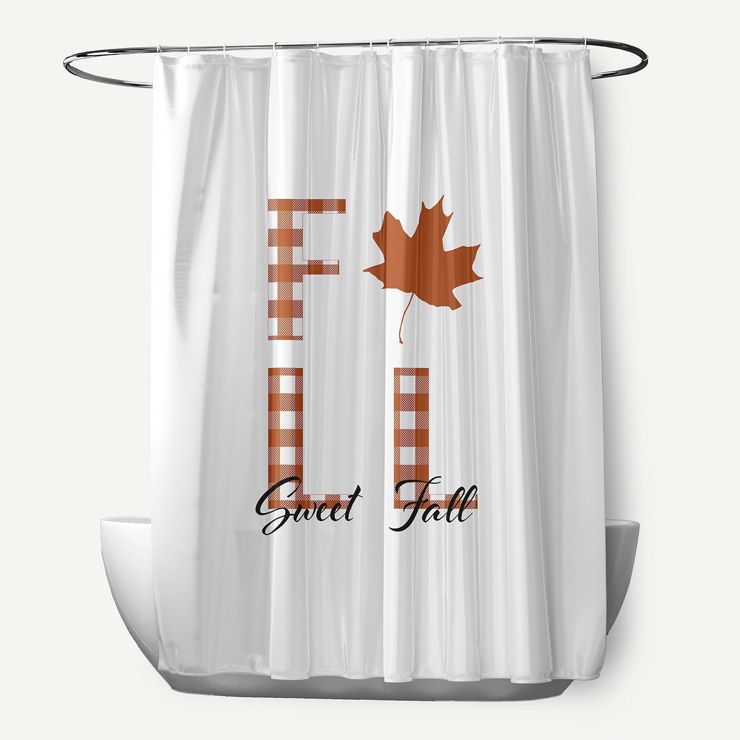 Simply Daisy 70" W x 73" L Sweet Fall Polyester Shower Curtain, Nutmeg [1 Ct]