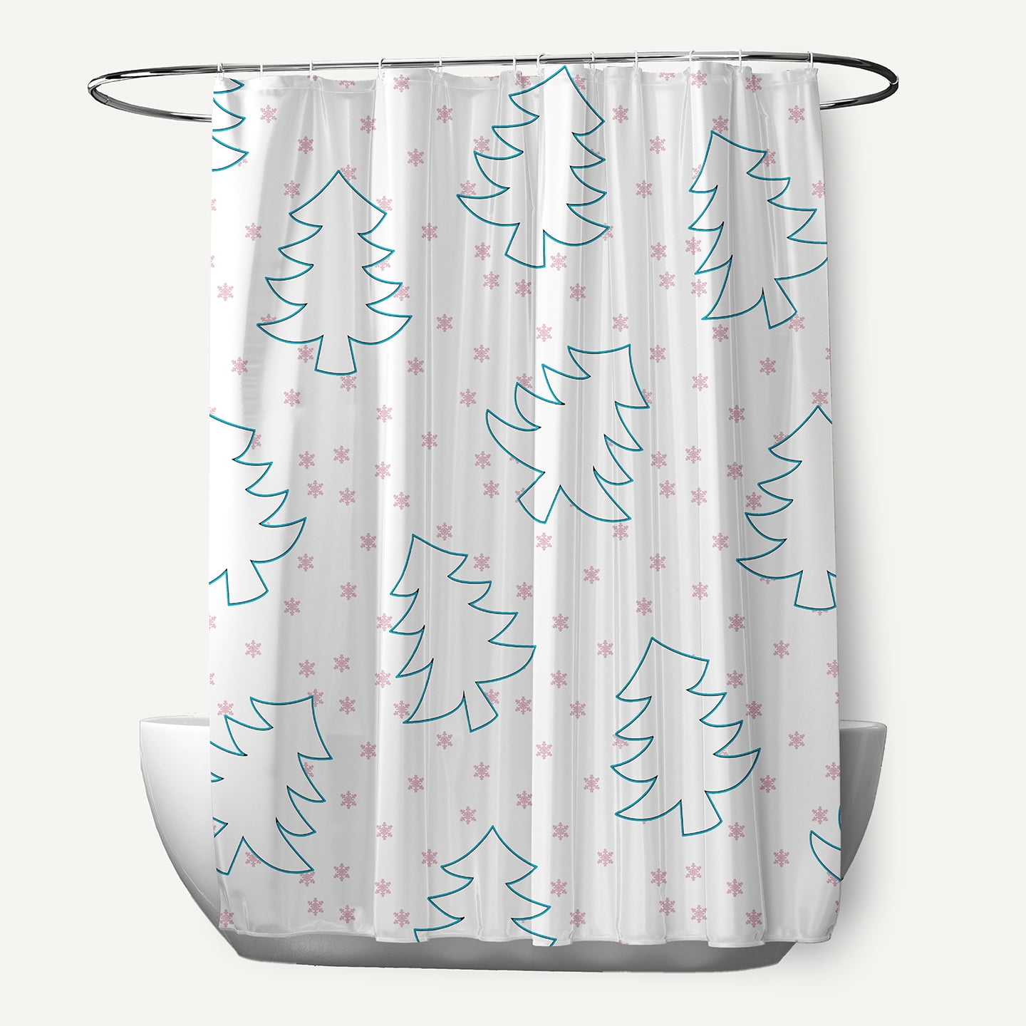 Simply Daisy 70" W x 73" L Tree Outlines Polyester Shower Curtain, Light Pink [1 Ct]