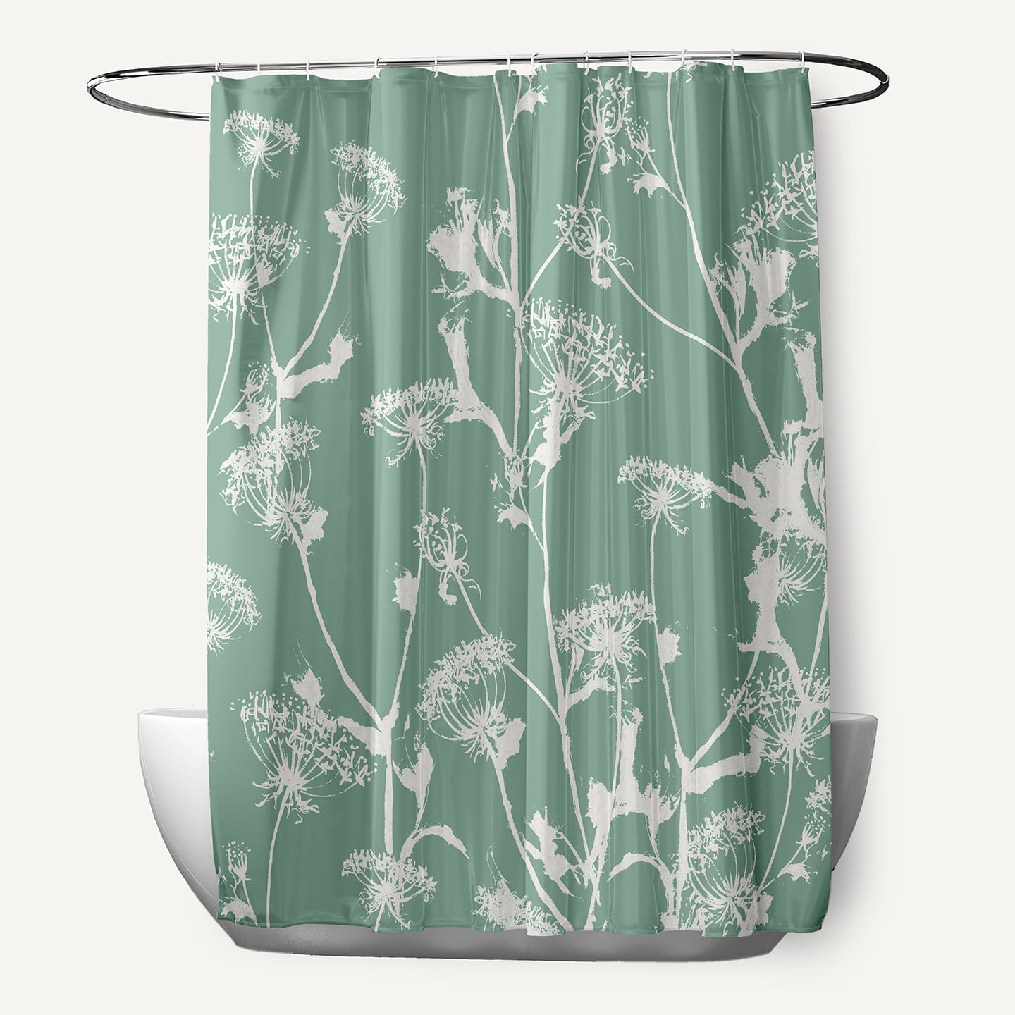 Simply Daisy 70" W x 73" L Windy Blossom Polyester Shower Curtain, Green [1 Ct]