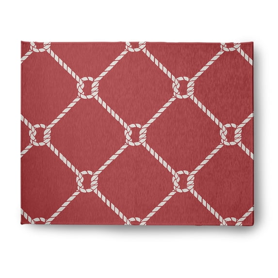 Simply Daisy 8' x 10' Ahoy! Nautical Chenille Rug, Ligonberry Red