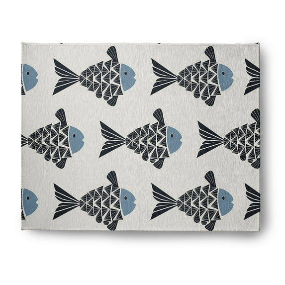 Simply Daisy 8' x 10' Fish Tales Nautical Chenille Rug, Dusty Smoke